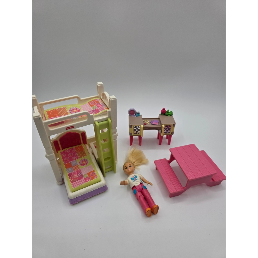 Fisher-Price Loving Family Dollhouse Set Bunk Beds Vanity Picnic Table Girl